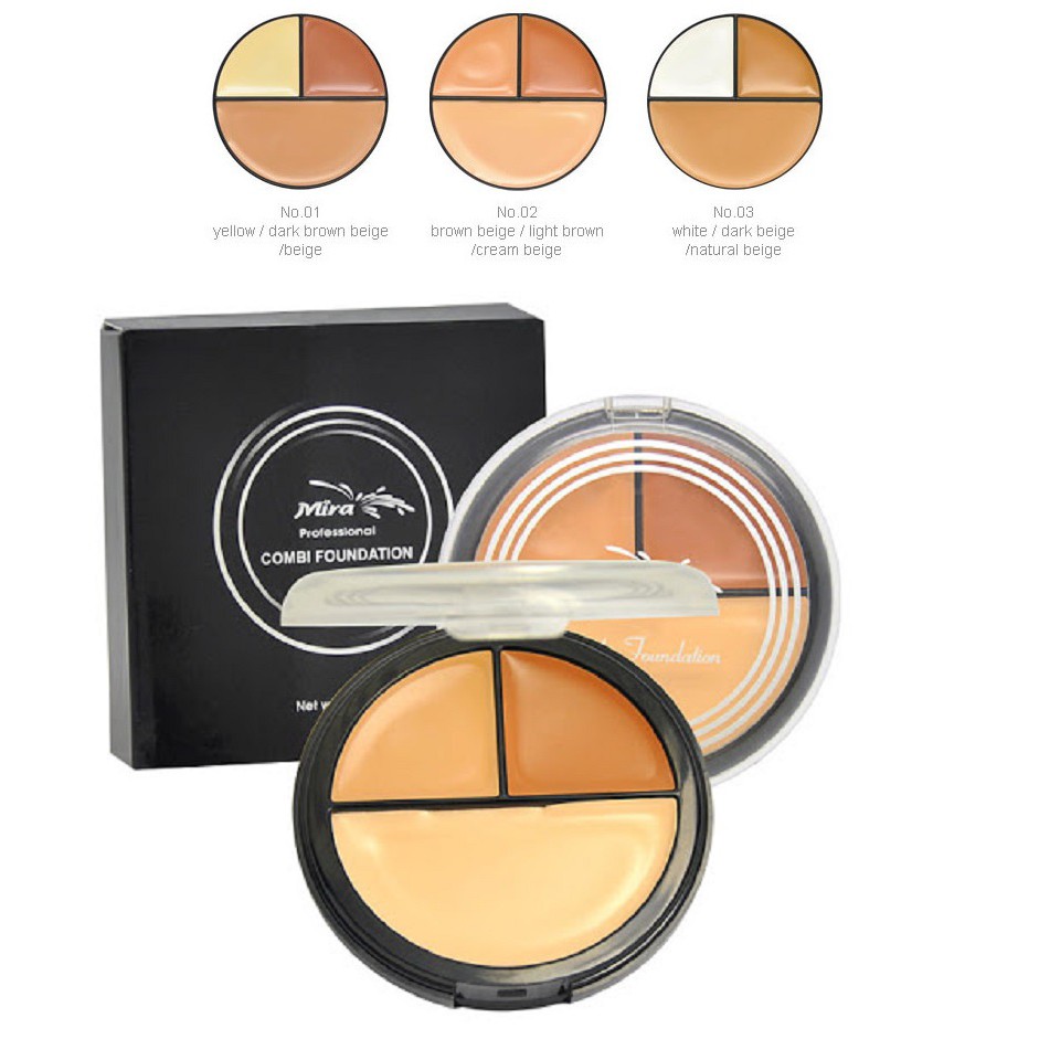 Kem Che Khuyết Điểm Và Tạo Khối Mira 3 Ngăn B626 Professional Combi Foundation 30g