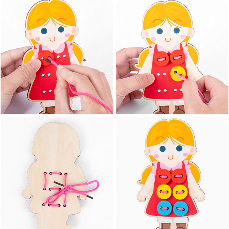 Montessori Đồ Chơi May Vá Bằng Gỗ Cho Bé Mẫu Giáo