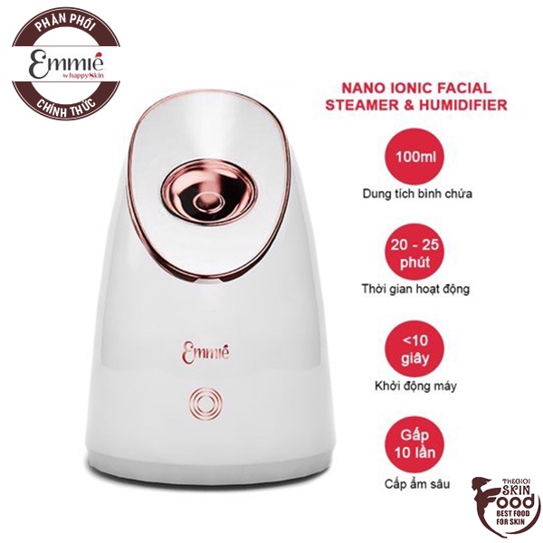 Máy Xông Mặt Cấp Ẩm Sâu Nano Ion Emmié By Happy Skin Nano Ionic Facial Steamer &amp; Humidifier