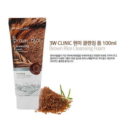 Sữa Rửa Mặt Sáng Mịn và Phục Hồi Da Chiết Xuất Từ Gạo 3W Clinic Brown Rice Foam Cleansing (100ml) - Hàn Quốc Chính Hãng
