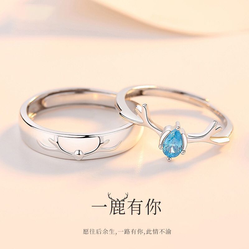 Cặp Nhẫn Đôi Mạ Bạc Có Thể Điều Chỉnh Xu Hướng Cho Nam Nữ