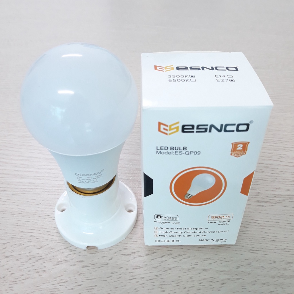 Đèn led 9w ánh sáng trắng tiết kiệm điện - ESNCO
