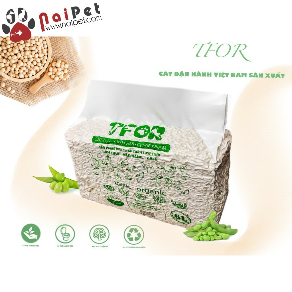 Cát Gỗ Đậu Nành TFOR Túi 6 Lít Cho Chó Mèo