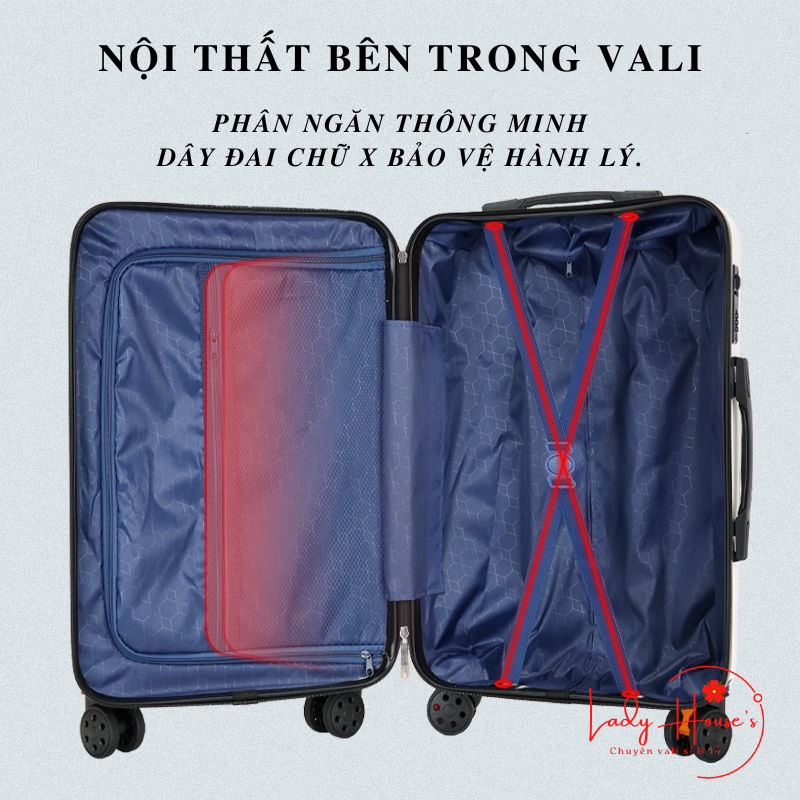Vali Tay Kéo Du Lịch In Hình XUPAI Dễ Thương Phụ Kiện Đồng Màu Chất Liệu Nhựa PC+ABS Chống Va Đập Hàng Sẵn