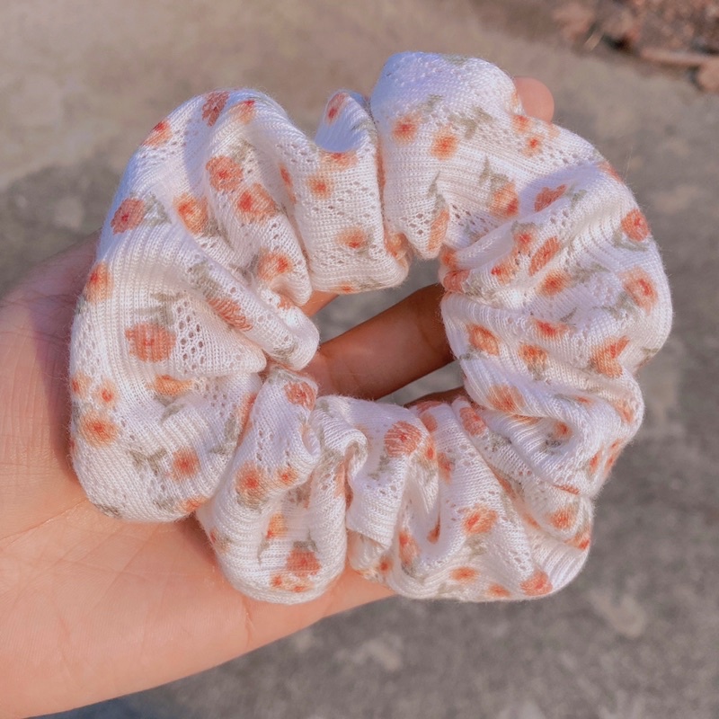 Scrunchies Dây buộc tóc hoa phong cách dễ thương cỡ to Loli