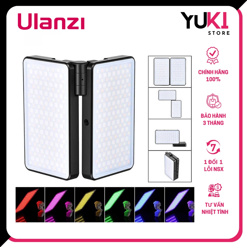 ULANZI VIJIM R316 RGB (2600-12000K) - Đèn Led Đổi Màu RGB Có Thể Gập Lại, Tích Hợp Pin Sạc 3200mAh - Hàng Chính Hãng