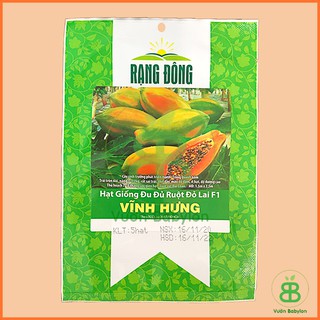 Hạt Giống Đu Đủ Ruột Đỏ Rạng Đông, Siêu Trái, Dễ trồng, Dễ nảy mầm Vuonbabylon - Gói 5 Hạt