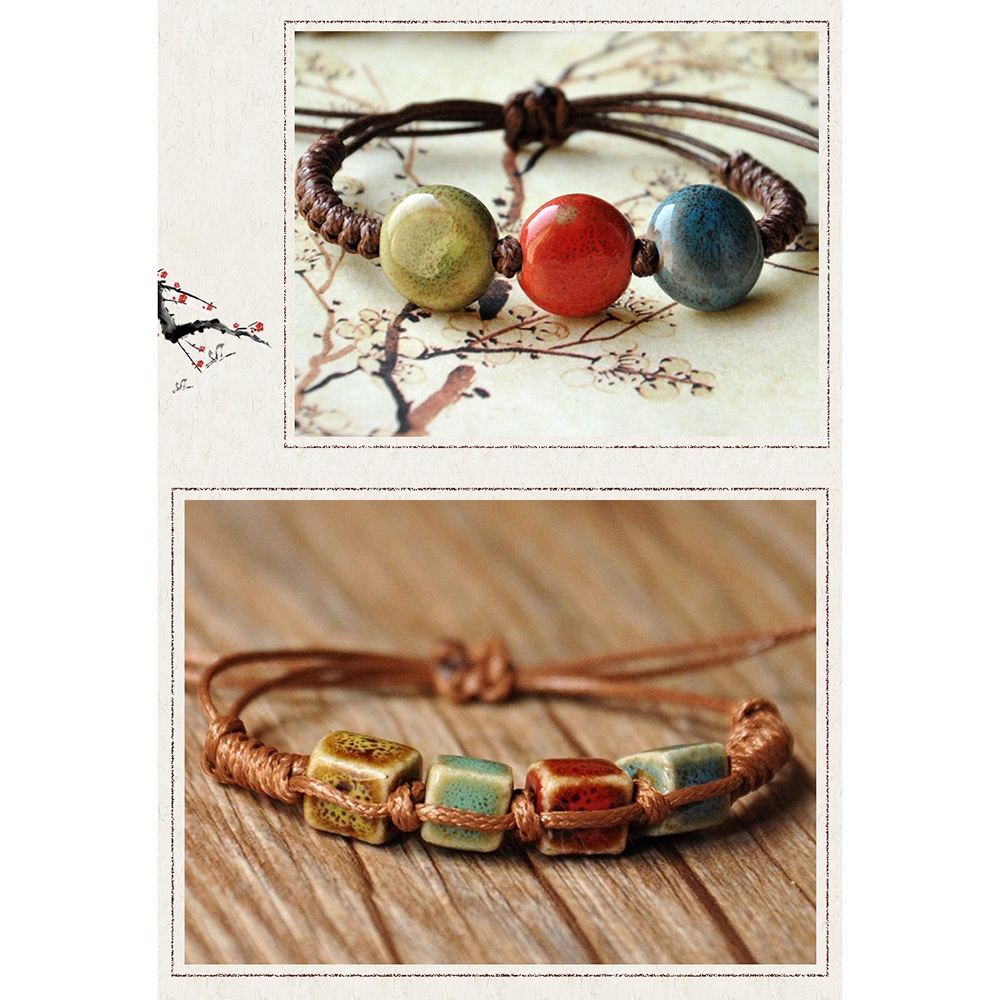 Vòng Đeo Tay Hoa Sứ Phong Cách Dân Tộc Thời Trang Cho Nữ