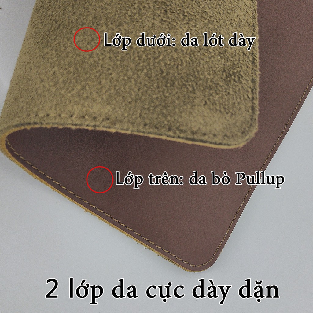 Lót chuột Bụi Leather-da bò 2 lớp, khâu viền 4 cạnh P104-Phát màu ngẫu nhiên