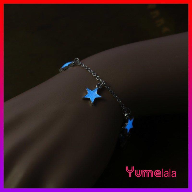 Vòng tay , lắc chân phản quang màu xanh họa tiết ngôi sao siêu dễ thương cho các bạn gái VT-03