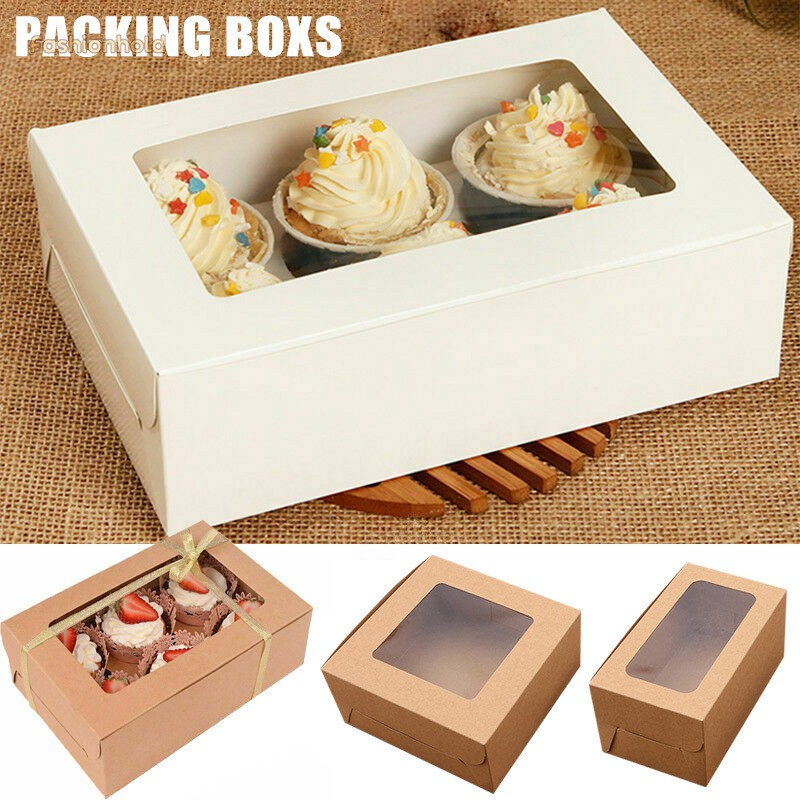 10 Hộp Giấy Đựng Bánh Cupcake 2 / 4 / 6 Lỗ