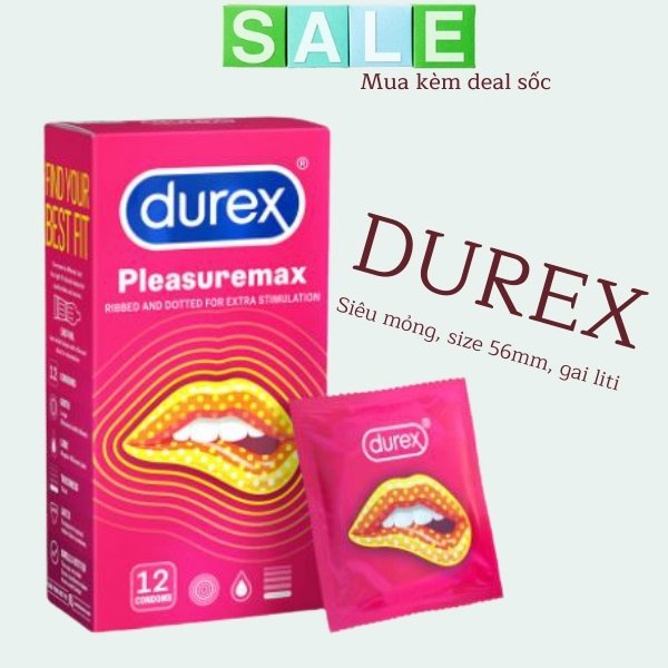 Bao cao su Durex Pleasuremax / bao cao su gai li ti siêu mỏng - bcs hộp 12 cái