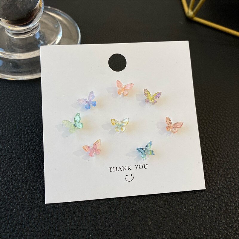 Bông tai xỏ lỗ hình bướm nhiều màu dễ thương cho nữ