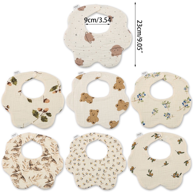 Yếm Ăn Bằng Cotton Siêu Mềm In Hình Cánh Hoa Dễ Thương Cho Bé Sơ Sinh
