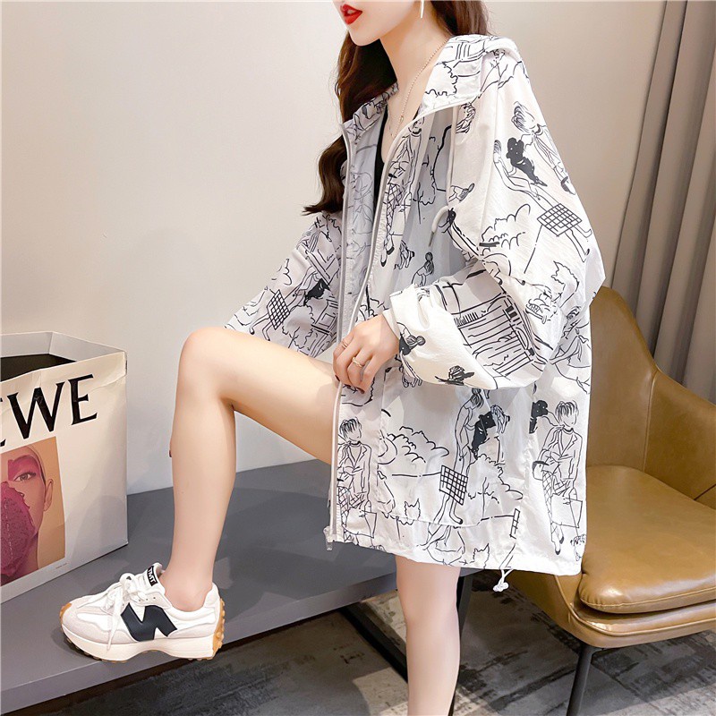 Áo Khoác Hoodie Chống Nắng In Họa Tiết Hoạt Hình Xinh Xắn Cho Nữ | BigBuy360 - bigbuy360.vn