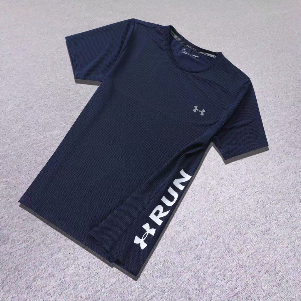 Under Armour  lá thư  in ấn Thoáng khí Nhanh khô chuyển động Chạy Áo thun ngắn tay nam