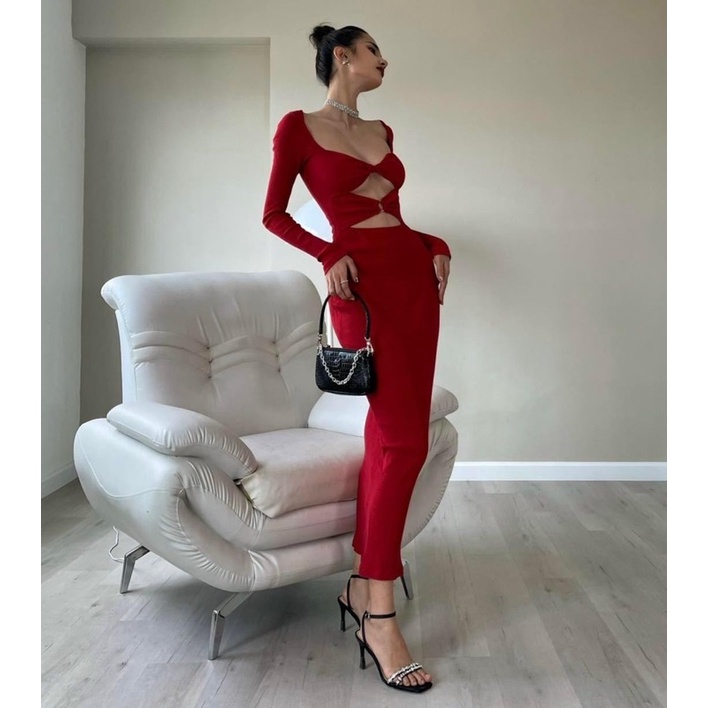 Đầm Dự Tiệc Ôm Body Gợi Cảm Dáng Dài, Váy Body Tay Dài Thun Gân Cao Cấp CAMY DRESS