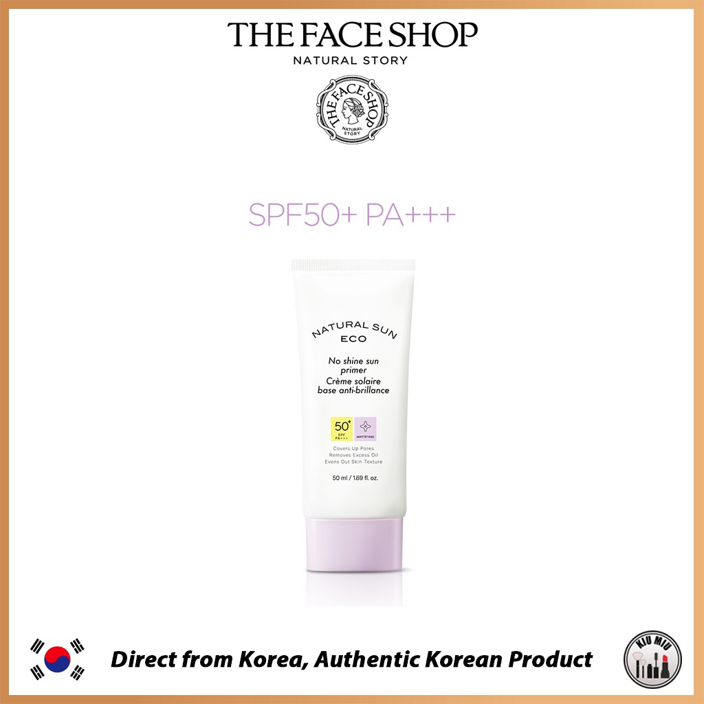 THE FACE SHOP NATURAL SUN ECO No shine sun primer SPF50+ PA+++ 50ml *ORIGINAL KOREA*