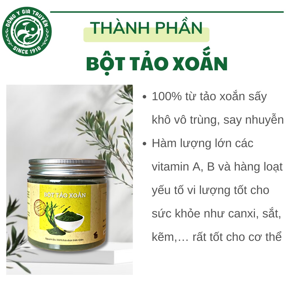 Bột Tảo Xoắn nguyên chất Spirulina Nhật bản 100gr THÔNG CÁT 1918 - Tảo xoắn cao cấp, giúp trẻ hóa làn da, làm đẹp