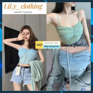 Áo croptop nữ Quảng Châu [VIDEO+ẢNH THÂT] Áo kiểu hai dây 2s bèo ngực dáng crt, kiểu dáng ulzzang Taobao hottrend tiktok