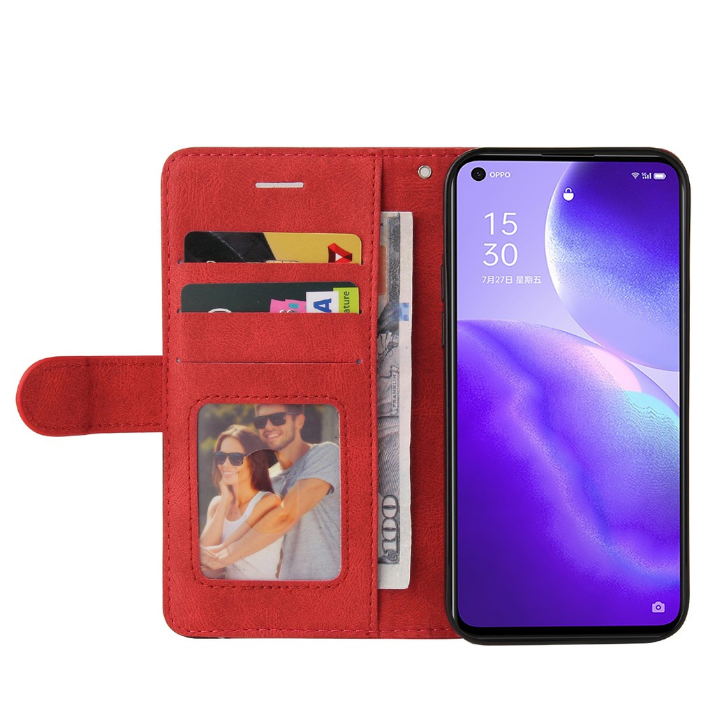 Lật Bao Da Điện Thoại Dạng Ví Nắp Gập Từ Tính Phong Cách Doanh Nhân Cổ Điển Cho Oppo Realme 8 Pro C21 C20 V13 V5 F19 F17 Reno5 Pro Plus 5g Ốp