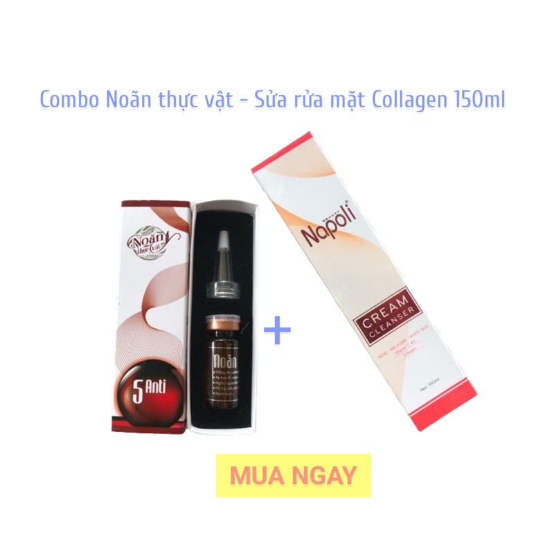 Combo Noãn thực vật - Sửa rửa mặt Collagen 150ml