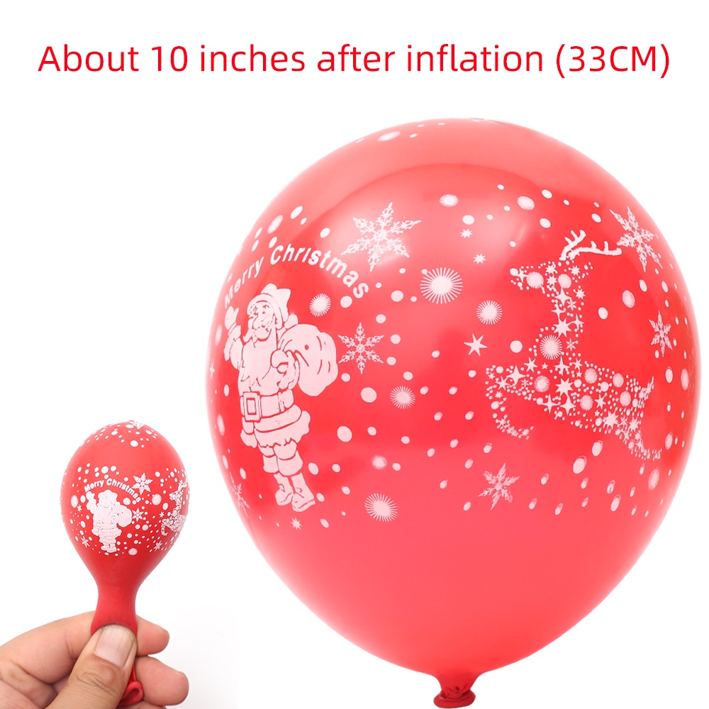 10 Bong bóng mủ cao su kích thước 10 inch màu xanh lá / đỏ dùng trang trí giáng sinh
