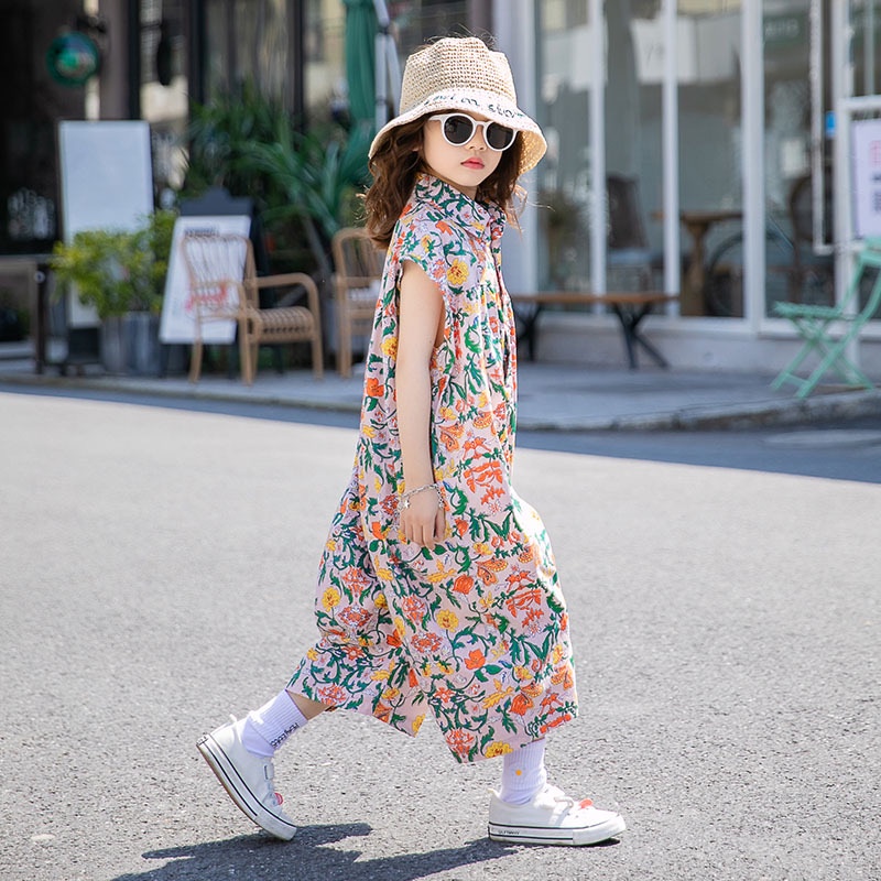 J012 - Jum bé gái hồng hoa nhí sz 110-160, đồ liền thân cho bé ống dài hè thu, thiết kế thời trang