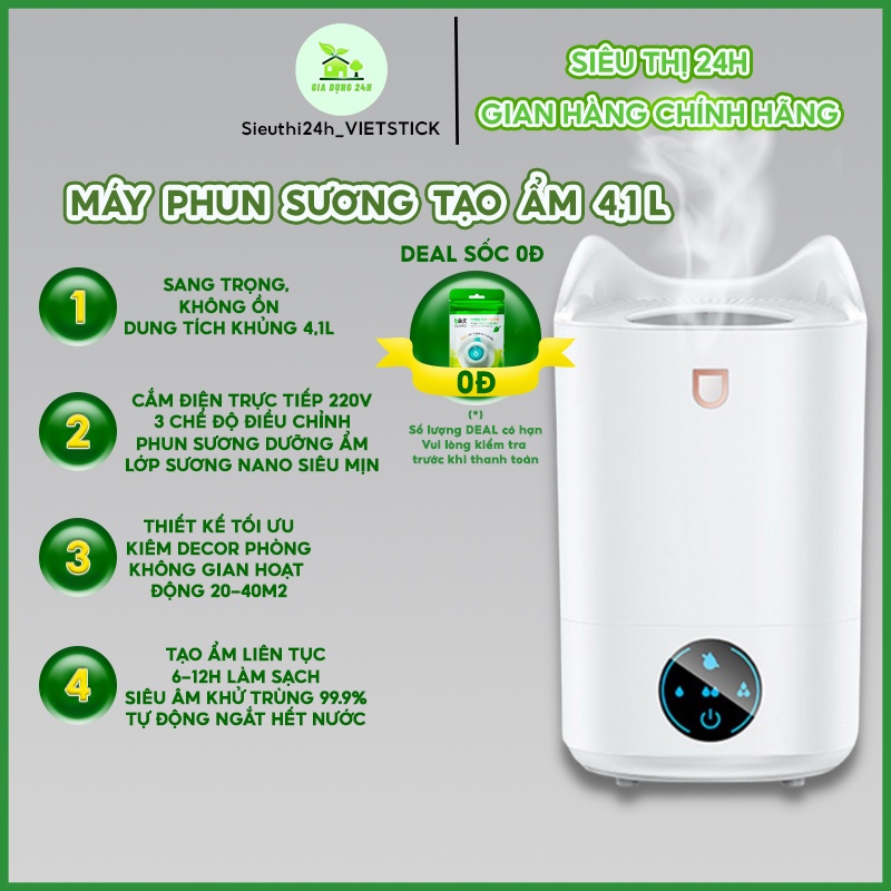 Dung tích 4.1 lít, sử dụng liên tục 12h bảo hành 12 tháng