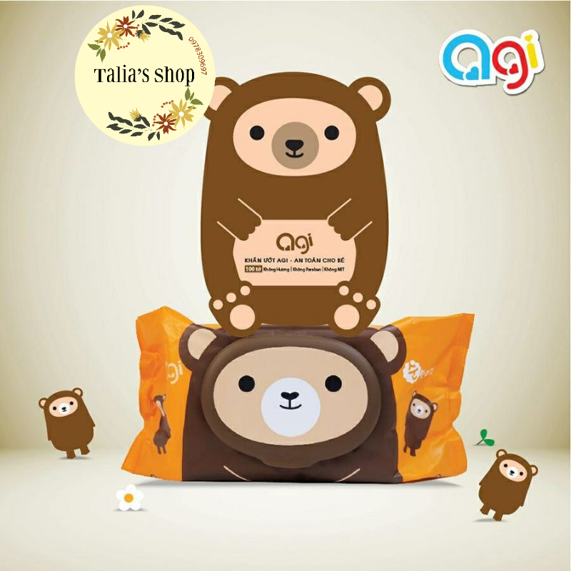 Khăn ướt Agi Hàn Quốc 100 tờ không mùi - KHÔNG TẶNG