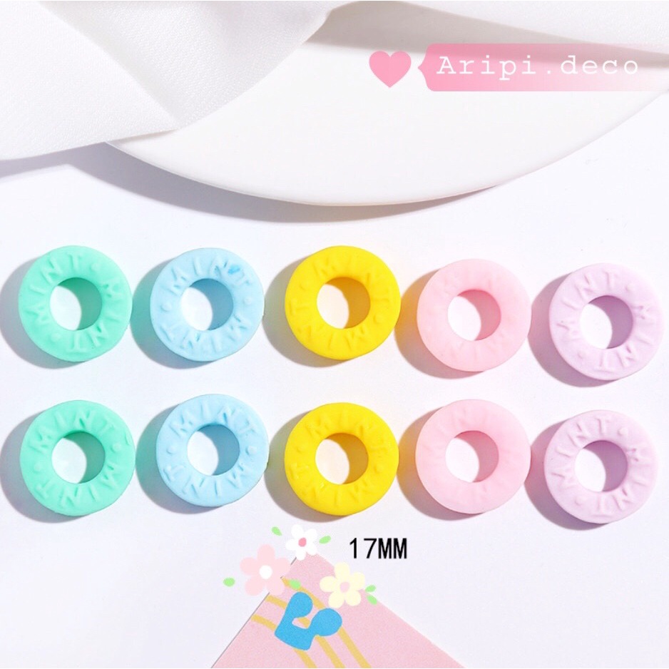 Charm viên kẹo sáo tròn bạc hà Mint B81 /Nguyên liệu làm phụ kiện handmade vòng tay / resin