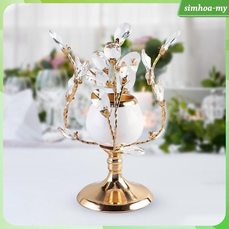 Giá Đỡ Đèn Cầy Pha Lê Màu Vàng Sang Trọng Trang Trí Phòng Khách / Tiệc Cưới