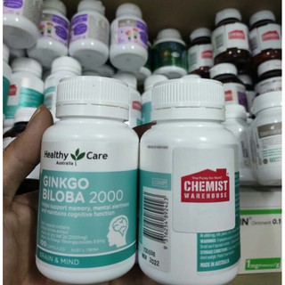 (Hàng tem) Bổ não Ginkgo Biloba 2000 100 viên Healthy Care Úc