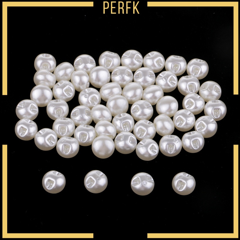 Set 50 Nút Ngọc Trai Màu Trắng 10mm Dùng Để Trang Trí Váy Cưới DIY