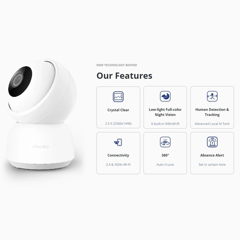 Camera giám sát ip Imilab C30 QHD 2.5K Bản Quốc Tế, Lens F1.4, 2 băng tần wifi,hồng ngoại 6x940nm | WebRaoVat - webraovat.net.vn