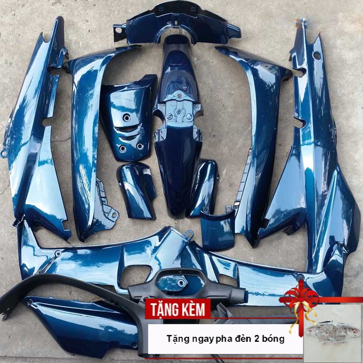 Bộ dàn áo xe WAVE anpha - Wave zx - wave 110 đời 2002-2006  màu XANH NHỚT - Tặng chiếc pha đèn 2 bóng