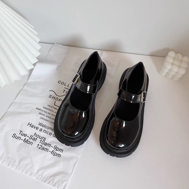 Giày búp bê Lolita dây cài ôm chân cao cấp - giày nữ đế độn da mềm thời trang 009