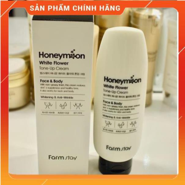 [ Có Sẵn] Kem Dưỡng Trắng Farm Stay Honeymoon White Flower Tone-Up Cream 150ml _mỹ phẩm chính hãng _anhthucosmetic