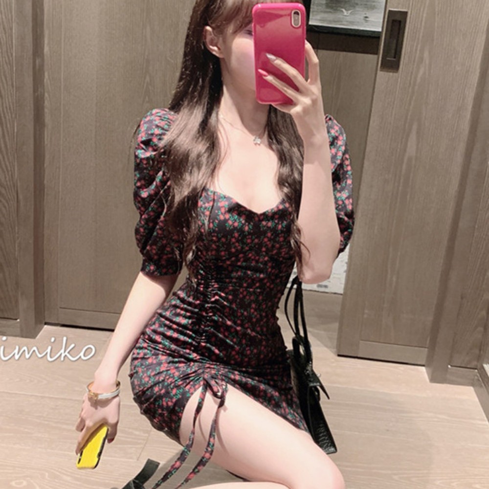 Váy nữ , đầm tay phồng cổ vuông hoạ tiết hoa xinh xắn thời trang mùa hè ATILA SHOP | BigBuy360 - bigbuy360.vn