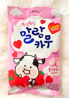 [10,11/2024] Kẹo sữa mềm 2 vị Sữa bò/Sữa dâu Malang cow Lotte - Hàn Quốc