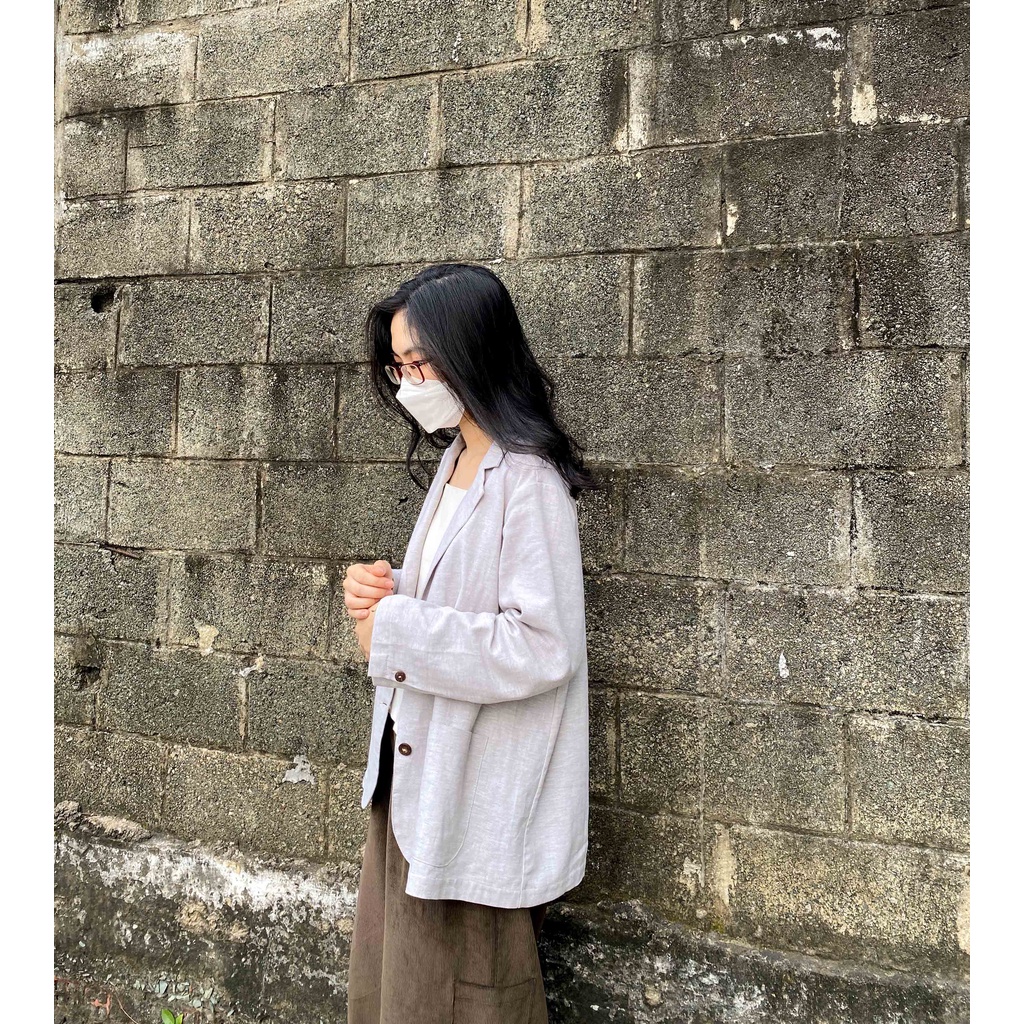 Blazer linen beige xám