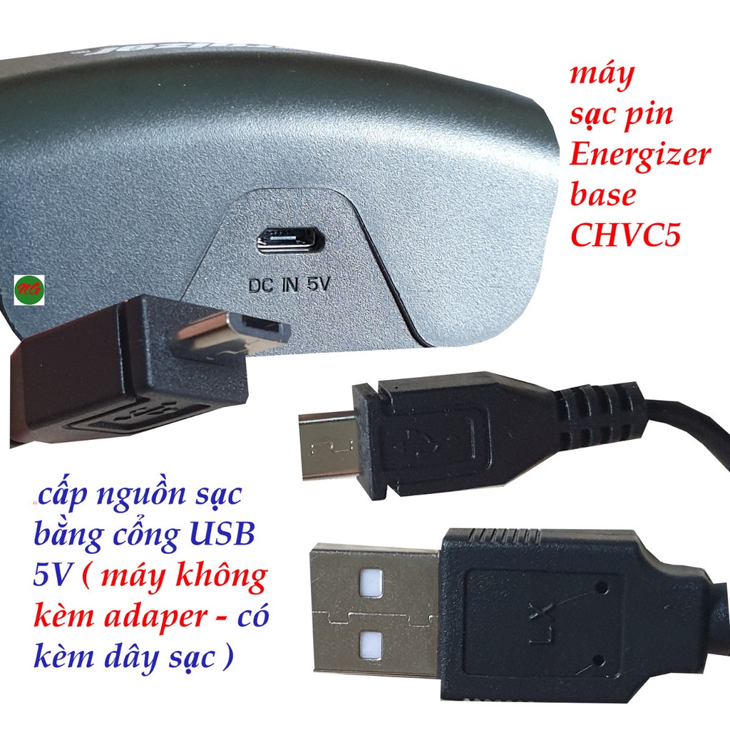 Máy Sạc Pin AA- AAA ENERGIZER CHVC5 kèm 4 viên pin sạc AA 1.2V 1300 mAh - cấp nguồn sạc bằng USB 5V