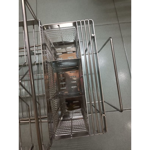 Kệ chén úp chén dĩa + đũa muỗng + dao thớt đa năng 2 tầng inox 304 đặc nhiều size