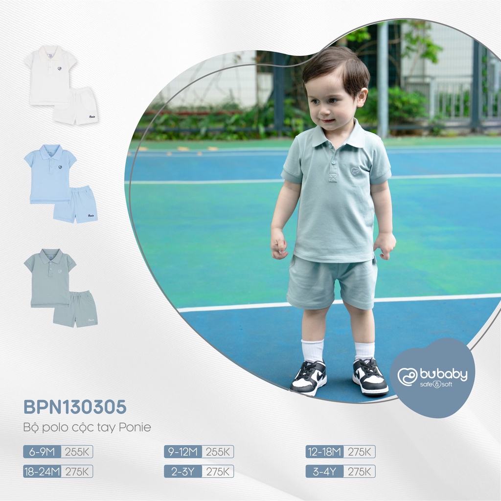 [CHÍNH HÃNG] Bộ polo cộc tay quần đùi trẻ em BPN130305 Bu Ponie