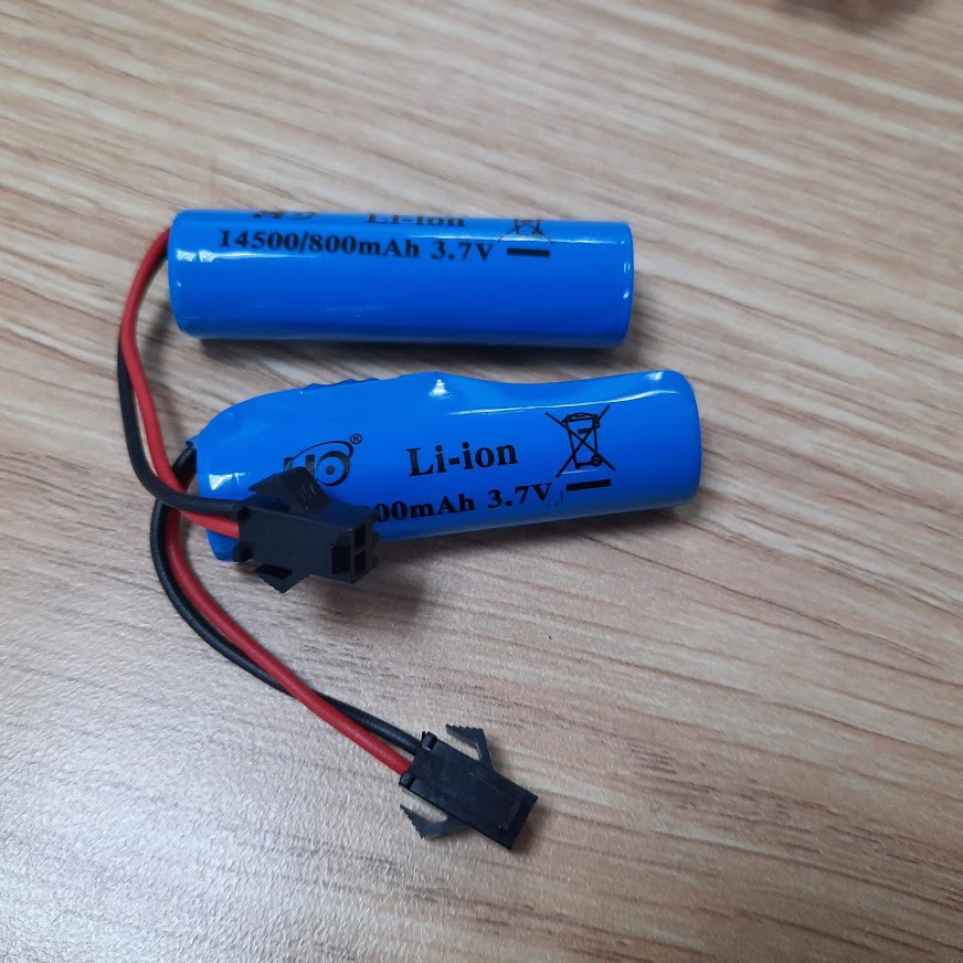 Bộ pin và cáp sạc 14500 3.7v 800mah xe điều khiển jack SM