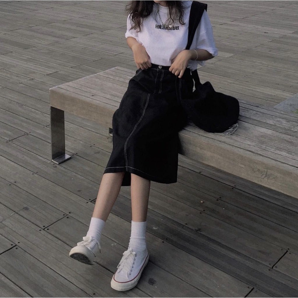 Chân Váy Jean Chỉ Nổi PEONYB Nữ [FREESHIP] 🌸 Đầm mini dáng suông, jeans bò cạp cao xẻ sau lưng đẹp cá tính Ulzzang 🌸 | BigBuy360 - bigbuy360.vn
