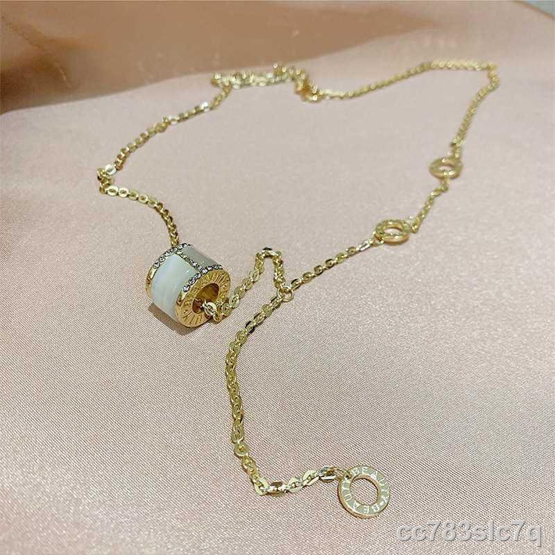 ⊕☏☃vàng thật mạ điện Thời trang Hàn Quốc đơn giản chữ số La mã kim cương opal vòng cổ ròng màu đỏ thiết kế ý nghĩa