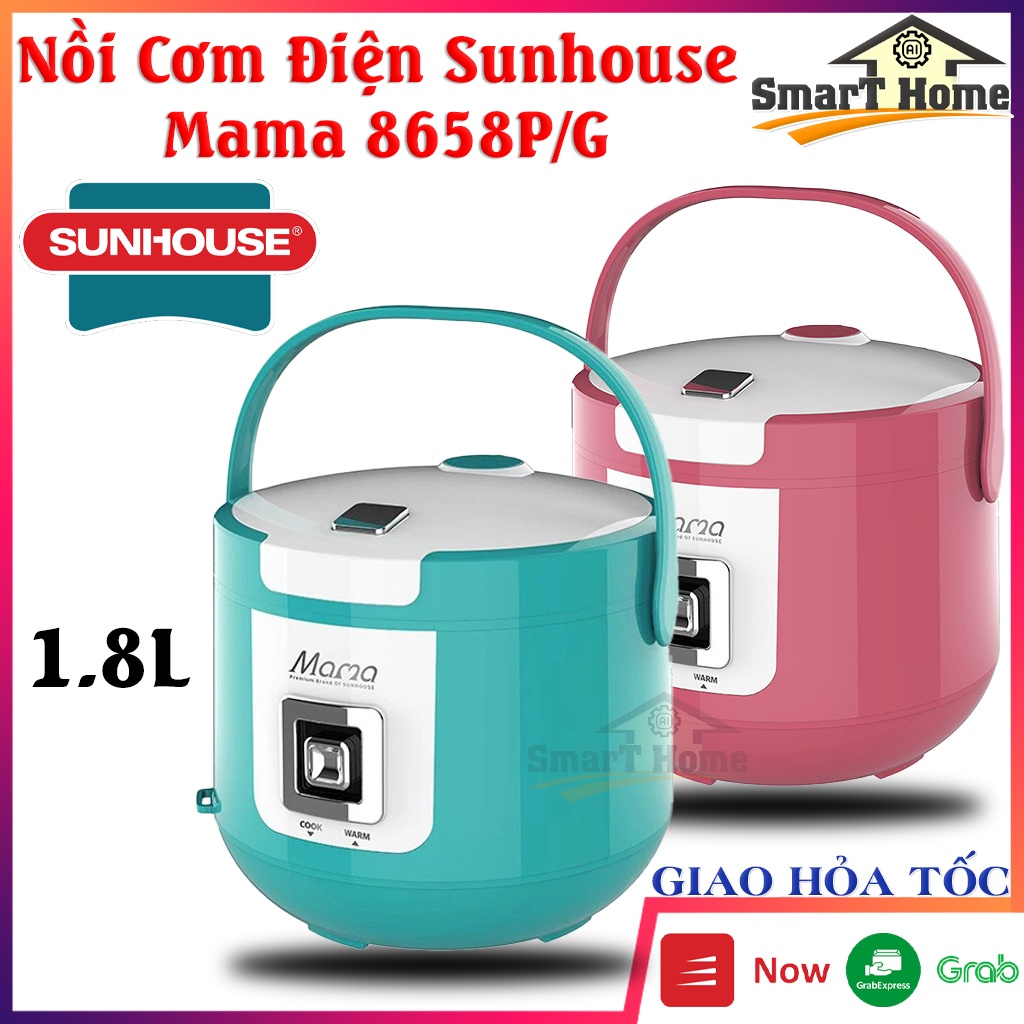 Nồi Cơm Điện Sunhouse Mama SHD8658P - Nồi Cơm Điện Tử 1.8L Công Suất 700W Cơm Chín Nhanh Và Đều - Hàng Chính Hãng