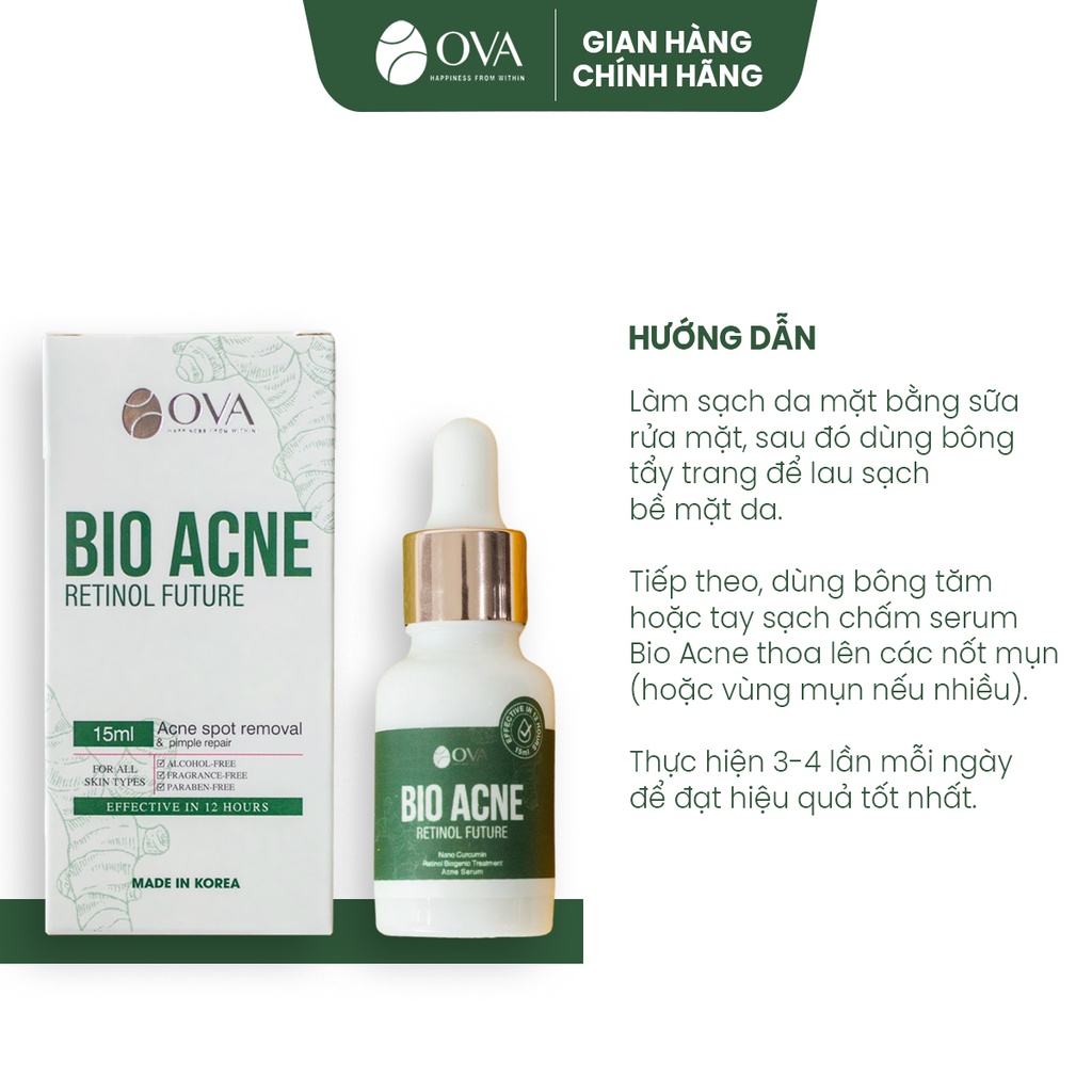 Combo Serum Bio Acne 15ml và Sữa rửa mặt Nano Curcumin 100ml Ova Cosmetics