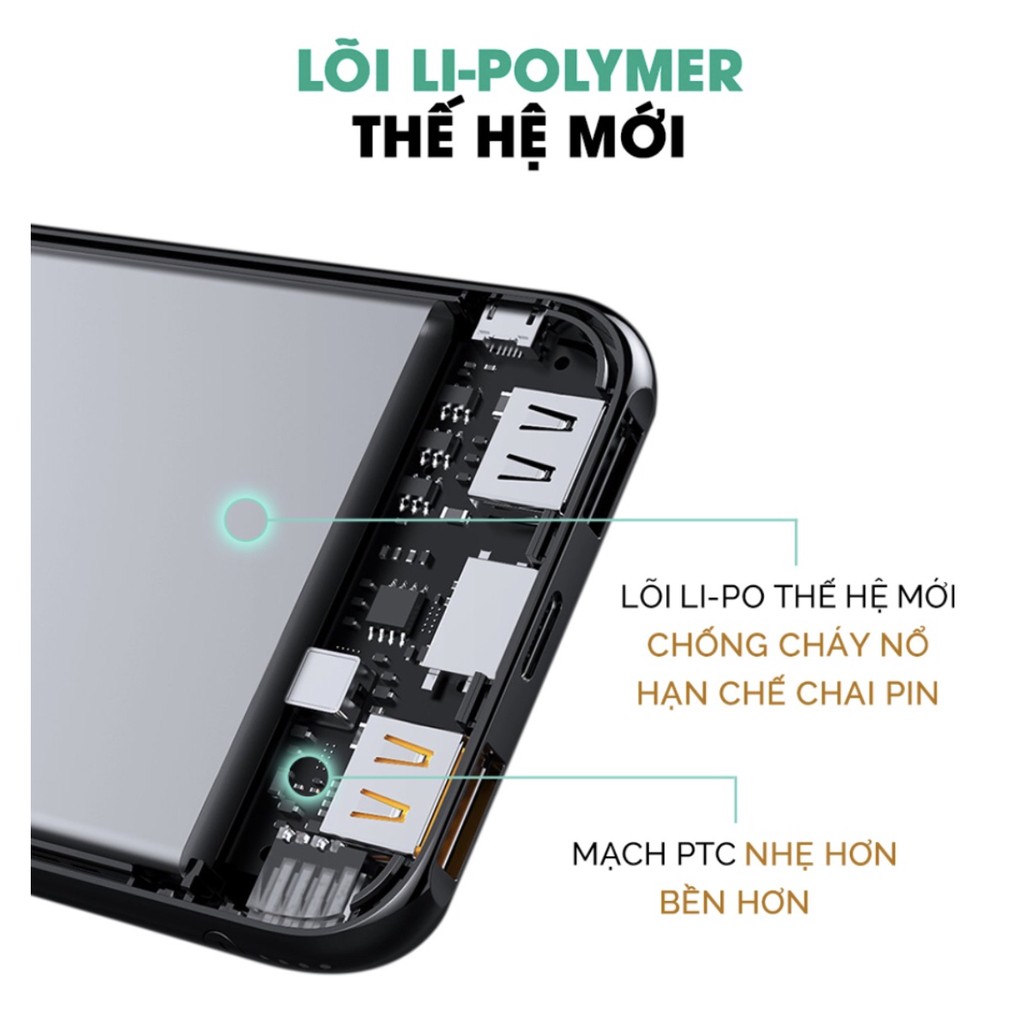 Pin sạc dự phòng AUKEY PB-XN10 10000mAh 15W, 02 cổng sạc (tích hợp USB-C 15W (In/Out)